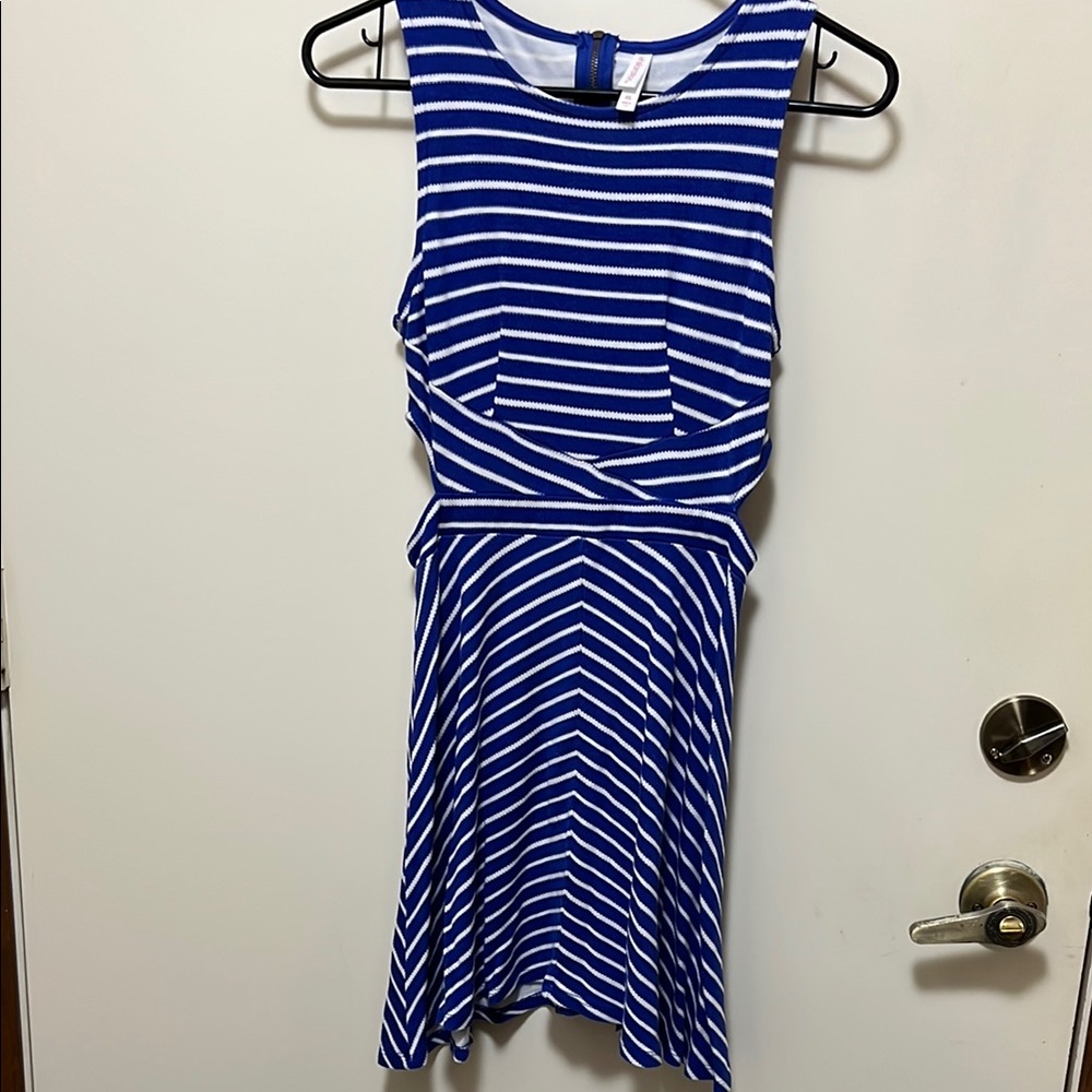 Xhilaration Blue and White Striped Sleeveless Dress XS